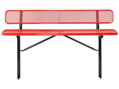 Inground Mount Bench with Back - 6', Red H-7969R