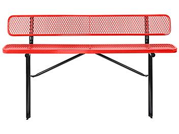 Inground Mount Bench with Back - 6', Red H-7969R