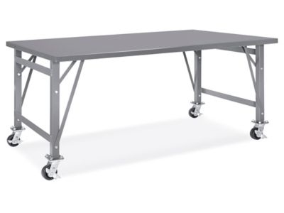Table d'assemblage mobile en acier – 72 x 48 po, sans tablette inférieure