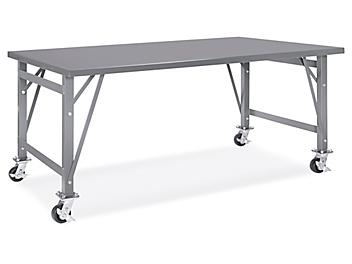 Mobile Steel Assembly Table without Bottom Shelf - 72 x 48" H-7987T