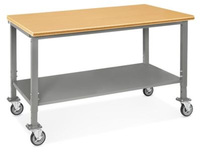 Mobile Heavy-Duty Packing Table - 60 x 36", Composite Wood Top H-8019-WOOD