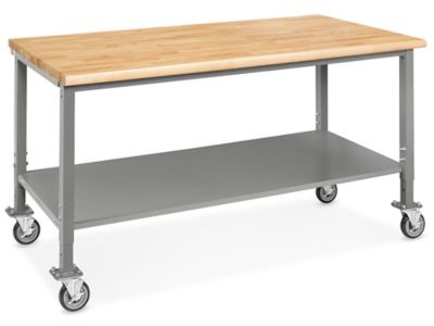 Mobile Heavy-Duty Packing Table - 72 x 36", Maple Top with Rounded Edge H-8020-MAP