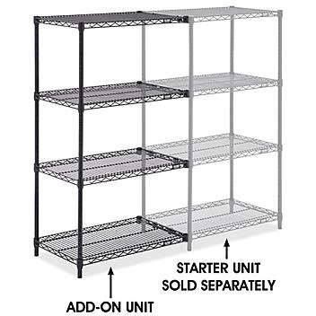 Black Wire Shelving Add-On Unit - 30 x 18 x 54" H-8021-54A