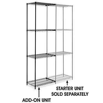 Black Wire Shelving Add-On Unit - 30 x 18 x 96" H-8021-96A