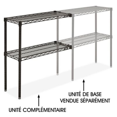 Add-On Unit for Two-Shelf Wire Shelving - 30 x 12 x 34", Black H-8024-34ABL
