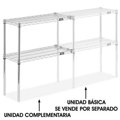 Unidad Complementaria para Estantería de Alambre de Dos Repisas - 30 x 12 x 34", H-8024-34AC Cromada