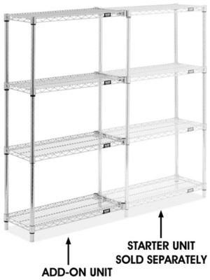 Chrome Wire Shelving Add-On Unit - 30 x 12 x 54" H-8024-54A