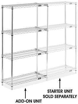 Chrome Wire Shelving Add-On Unit - 30 x 12 x 54" H-8024-54A
