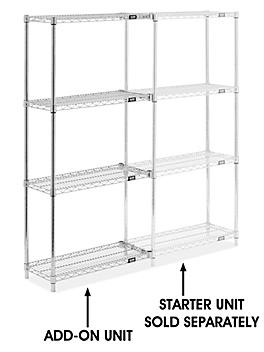 Chrome Wire Shelving Add-On Unit - 30 x 12 x 63" H-8024-63A