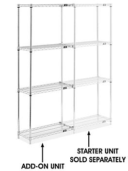 Chrome Wire Shelving Add-On Unit - 30 x 12 x 72" H-8024-72A