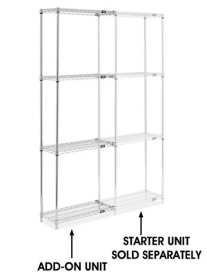 Chrome Wire Shelving Add-On Unit - 30 x 12 x 86" H-8024-86A