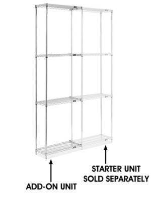 Chrome Wire Shelving Add-On Unit - 30 x 12 x 96" H-8024-96A