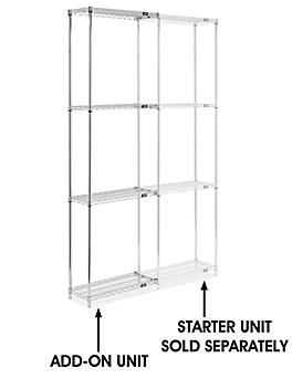 Chrome Wire Shelving Add-On Unit - 30 x 12 x 96" H-8024-96A