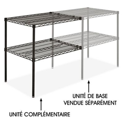 Add-On Unit for Two-Shelf Wire Shelving - 30 x 24 x 34", Black H-8025-34ABL