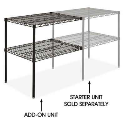 Add-On Unit for Two-Shelf Wire Shelving - 30 x 24 x 34", Black H-8025-34ABL