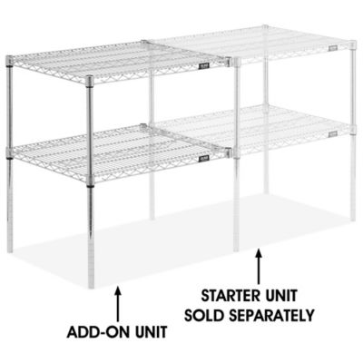 Add-On Unit for Two-Shelf Wire Shelving - 30 x 24 x 34", Chrome H-8025-34AC