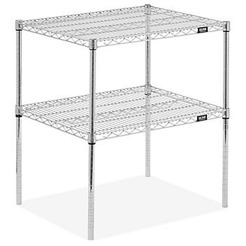 Two-Shelf Wire Shelving Unit - 30 x 24 x 34", Chrome H-8025-34C