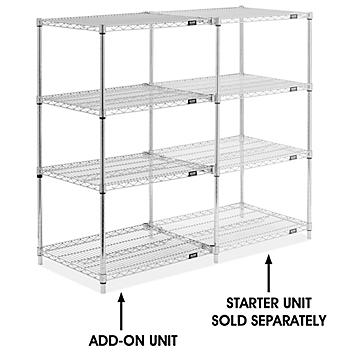 Chrome Wire Shelving Add-On Unit - 30 x 24 x 54" H-8025-54A