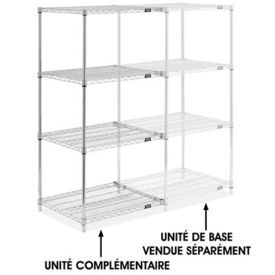 Chrome Wire Shelving Add-On Unit - 30 x 24 x 63" H-8025-63A