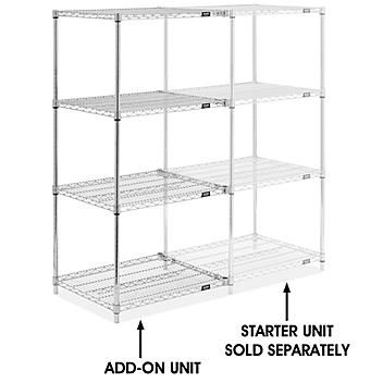 Chrome Wire Shelving Add-On Unit - 30 x 24 x 63" H-8025-63A