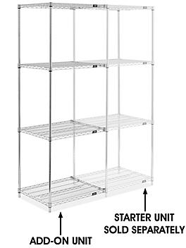 Chrome Wire Shelving Add-On Unit - 30 x 24 x 86" H-8025-86A