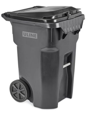 Uline Lockable Trash Can with Wheels - 65 Gallon, Dark Gray