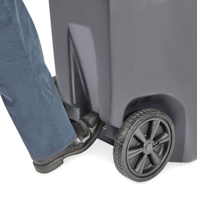 Uline Lockable Trash Can with Wheels - 65 Gallon, Dark Gray H-8092