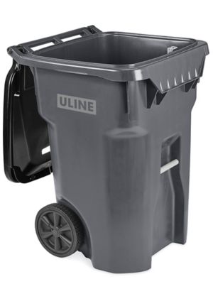 Uline Lockable Trash Can with Wheels - 65 Gallon, Dark Gray H-8092 - Uline