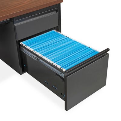 Double Pedestal Steel L-Desk - 66 x 72