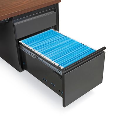 Double Pedestal Steel L-Desk - 66 x 72
