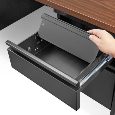Double Pedestal Steel L-Desk - 66 x 72