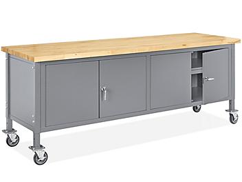 Mobile Cabinet Workbench - 96 x 30", Maple Top with Square Edge H-8206-MAPLE