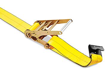 Extra Wide Uline Ratchet Tie-Downs - Flat Hook, 4" x 27', 15,000 lb Capacity H-8209