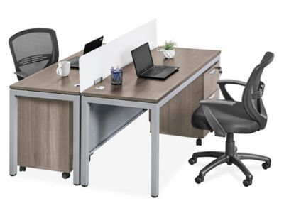 Downtown Office Workstation - 2-Person L-Desk, 120 x 72, Gray H-8248 -  Uline