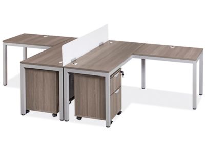 Downtown Office Workstation - 2-Person L-Desk, 120 x 72, Gray H-8248 -  Uline