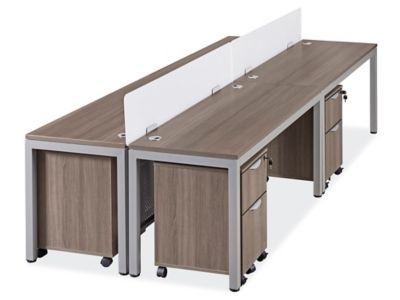 Downtown Office Workstation - 2-Person L-Desk, 120 x 72, Gray H-8248 -  Uline