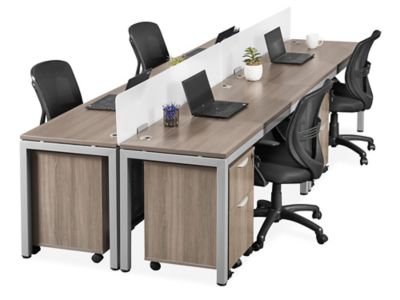 Downtown Office Workstation - 2-Person L-Desk, 120 x 72, Gray H-8248 -  Uline