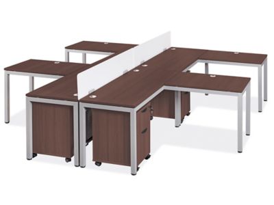 Downtown Office Workstation - 4-Person L-Desk, 120 x 144", Espresso H-8250ESP