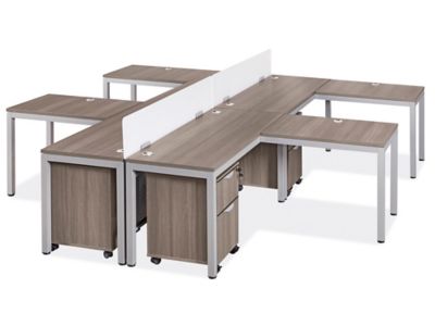  Downtown Office Workstation - 4-Person L-Desk, 120 x 144"