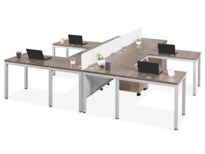 Downtown Office Workstation - 2-Person L-Desk, 120 x 72, Gray H-8248 -  Uline