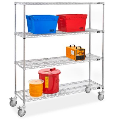 M1848C46 Chrome Mobile Cart 18D x 48W x 69High with 4 Wire Shelves 