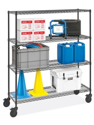 Black Mobile Shelving - 60 x 18 x 69", Black Casters H-8275BL-BL