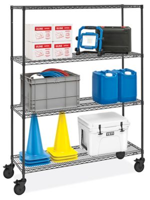 Black Mobile Shelving - 60 x 18 x 78", Black Casters H-8276BL-BL