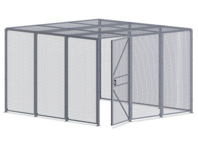 Wire Security Room with Hinged Door and Roof - 12 x 12 x 8', 3-Sided H-8298-3