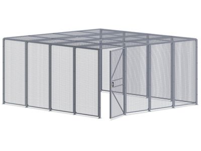 Wire Security Room with Hinged Door and Roof - 16 x 16 x 8', 3-Sided H-8299-3
