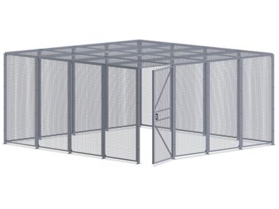 Wire Security Room with Hinged Door and Roof - 16 x 16 x 8', 4-Sided H-8299-4