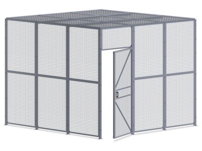 Qwik-Fence® Wire Mesh Pre-Designed, 4 Sided Room Kit, W/O Roof 16'W X 12'D  X 8'H, W/Slide Door