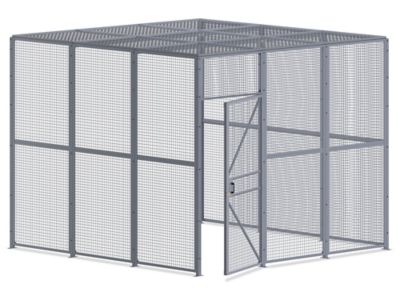 Wire Security Room with Hinged Door and Roof - 12 x 12 x 10', 3-Sided H-8301-3