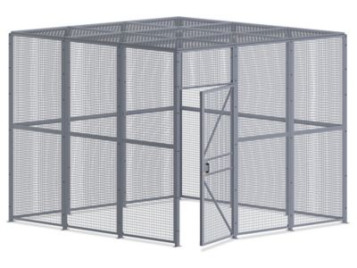 Wire Security Room with Hinged Door and Roof - 12 x 12 x 10', 4-Sided H-8301-4