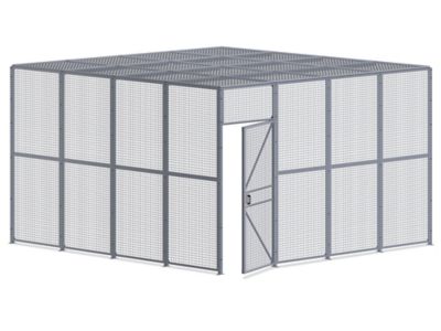 Wire Security Room with Hinged Door and Roof - 16 x 16 x 10', 2-Sided H-8302-2